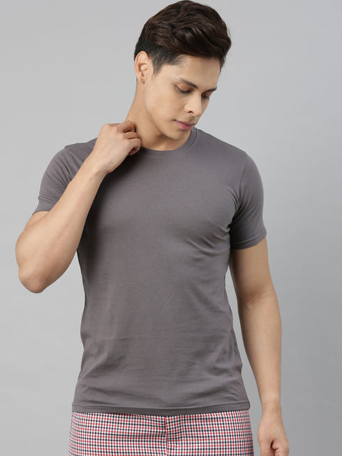 Grey solid Crew Neck T-shirt
